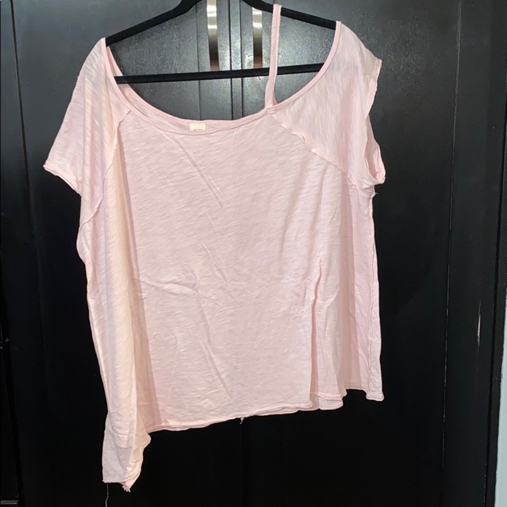 Free People Light Pink Asymmetrical T-shirt
